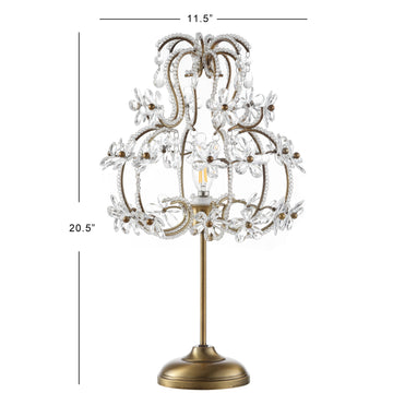 Clara 20.5" Crystal Flower Beaded Girandole Metal/Acrylic LED Table Lamp - JONATHAN Y